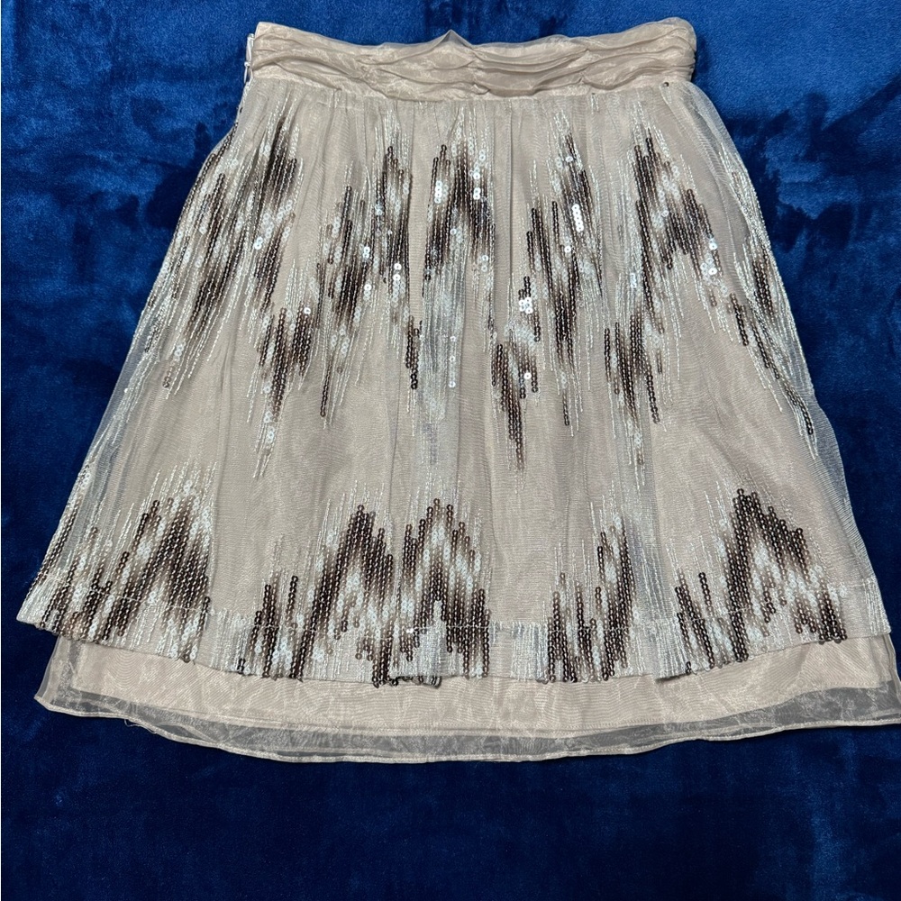 ANTONIO MELANI Beige Sequin Mini Skirt new no tags - Picture 4 of 8